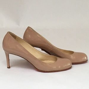 Christian Louboutin 39.5 2 inch Patent Nude